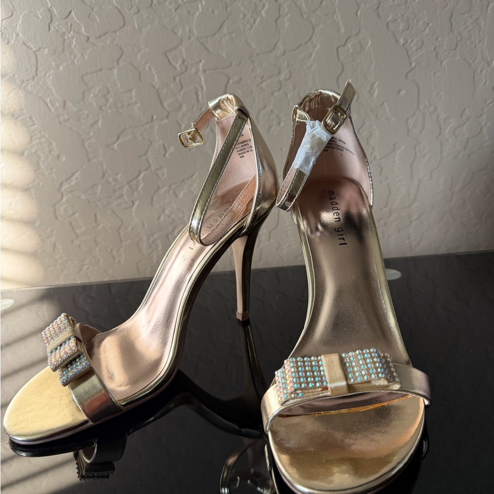Madden Girl Shimmering Gold Heels